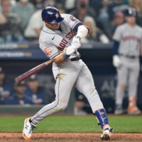 Houston Astros shortstop Jeremy Pena hits a solo home run in the 18th inning against the Seattle Mariners during Game 3 of the ALDS for the 2022 MLB Playoffs at T-Mobile Park, in Seattle, on Saturday. | USA TODAY / VIA REUTERS